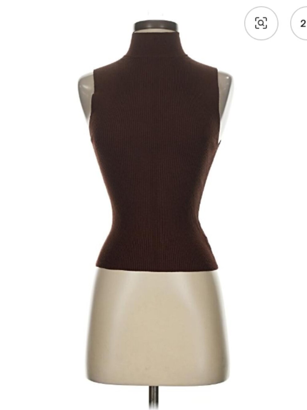 Express XS Brown sleeveless ribbed mockneck tank
